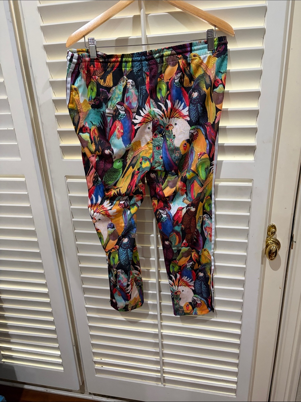 adidas Parrot-Print Track Pants with Side Stripes - Picture 2 of 4